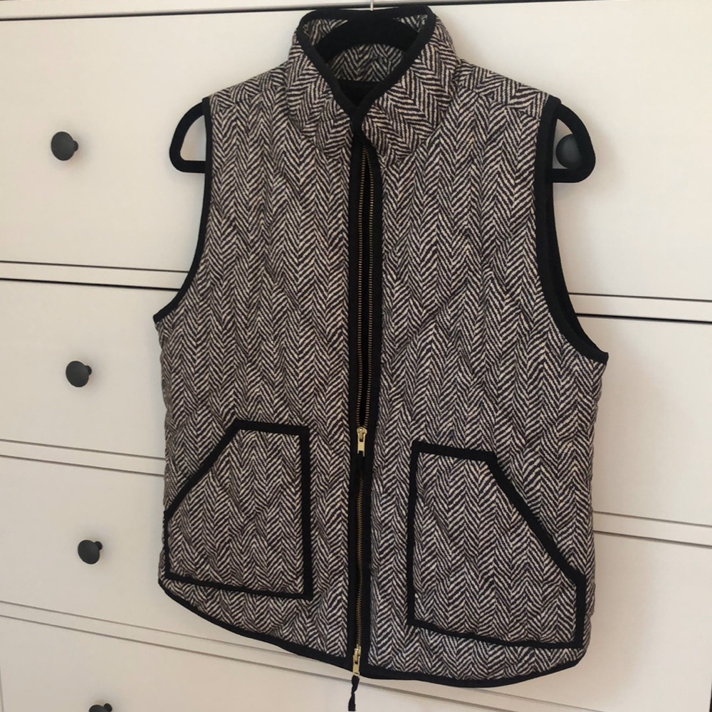 J. CREW Black & White Quilted Puffer Vest